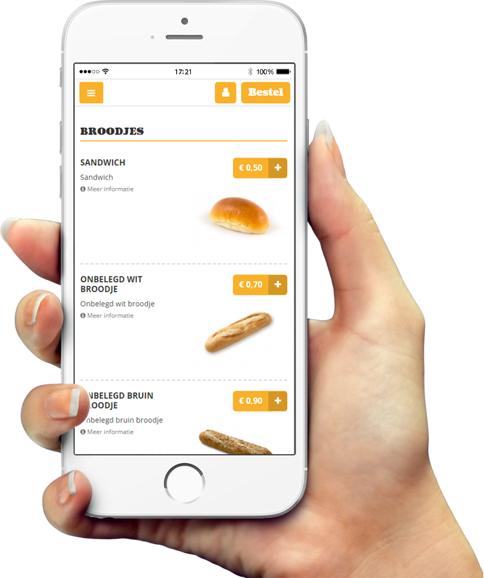 Voorbeeld van onze app op smartphone